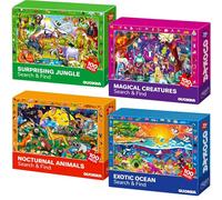 QUOKKA Kids Puzzles For 3 4 Year Olds - 4x100 Piece Jigsaw Puzzles For Children Age 5-8 - Jigsaw Toys for Learning Nocturnal Life Animals - Educational Girls & Boys Game Age 6 7
