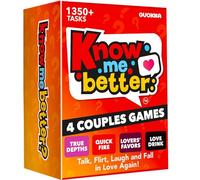 QUOKKA Know Me Better Couples Card Game Set 4 In 1 - Date Night Conversation Starter with Questions, Dares & Challenges