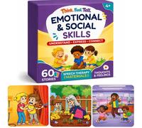 QUOKKA Learning Resources For 3+ Year Olds - Think Feel Tell Emotional & Social Skills Game for Kids - 60 Story Cards with 360 Questions, Speech Therapy Materials for Feelings, Empathy, Communication