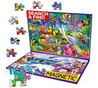 QUOKKA Magnetic 2x100 Piece Jigsaw Puzzles For Children - Kids Puzzles For 6 7 Year Olds with Spot The Difference Maps - Search and Find Home and Travel Magnetic Activity Book - Bugs & Polar Animals