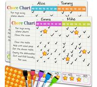 QUOKKA Magnetic Chore Chart for Kids Multiple Kids - Morning and Bedtime Reward Chart for Refrigerator - Daily Dry and Erase Board for Family - Includes 2 Boards and Accessories up to 4 Children