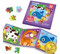 QUOKKA Magnetic Puzzles for 2 3 Year Olds - Travel Games for Kids Age 4 5 - Travel Toys for Toddlers on Plane Car Ride - 20 Pieces Jigsaw Games For 3 year olds - Plane Activities For Kids