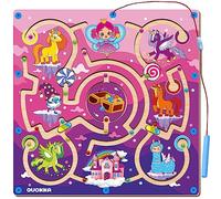 Quokka Magnetic Travel Toddler Games 2-3 Year Olds - VER.2 IMPROVED - Montessori Maze Unicorn Toys for Kids Ages 1-5 Wooden Educational Activities Board for Plane Road TripCar Ride