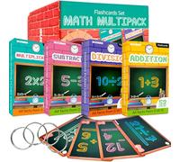 QUOKKA Math Multipack Flash Cards Set for Grades 1-3 | 4 Decks: Addition, Subtraction, Multiplication & Division | 278 Double-Sided Math Flash Cards for Kids Ages 4-8 | Large Bold Fonts | Self-Correct