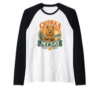Quokka My Day Happy Australian Beach Sunset Raglan Baseball Tee