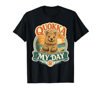 Quokka My Day Happy Australian Beach Sunset Value Graphic T-Shirt, Men, Black, L
