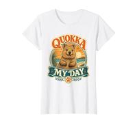 Quokka My Day Happy Australian Beach Sunset Value Graphic T-Shirt, Women, White, L