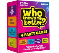 QUOKKA Party Games Set - Who Knows Me Better Collection with 4 Game in 1 Box - 2000+ Questions - Card Games for Adults and Teens - Board Game for Family Night, Friends & Couples Ages 15+