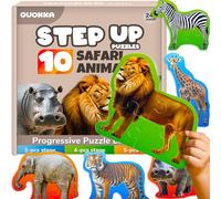 QUOKKA Puzzles For 2 3 Year Olds - Floor Toddler Puzzles Age 3-5 - Educational Jigsaw Toys 2-3 yo - 8 Realistic Safari Animal Shapes - Large Pieces Games for Children - Gift For Kids