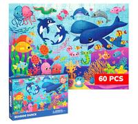 QUOKKA Puzzles for Kids Ages 4-6 - 60 Piece Jigsaw Puzzles for Toddlers Ages 3-5 with Ocean Animals - Quiet Time Toys for Preschoolers 2-4 - FSC Certified Educational Learning Game for Boys and Girls