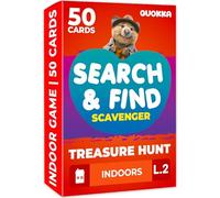 Quokka Scavenger Hunt Cards Age 3+ for Kids Ages 4-8 - Indoor Level 2 - Treasure Hunting Outdoor Games for Kids 8-12 | 50 Indoor Cards
