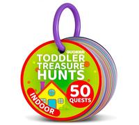 QUOKKA Scavenger Hunt for Toddlers 3-5 - 50 Fun Challenges on 25 Double-Sided Cards - Plastic Storage Ring - Large Easy-to-Read Text - Indoor Learning Game for Preschool & Home