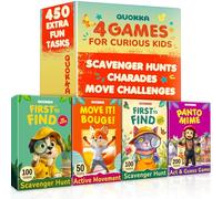 QUOKKA Scavenger Hunt Game For Kids 4-5 Year Olds - Set 4 Outdoor Kids Games - 400 Creative Tasks with Unique Artistic Designs for Camping, Charades & Anima - Themed Active Movement Indoor and Outdoor