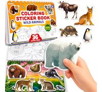 QUOKKA Sticker Book for Kids Ages 3-5 Realistic Animals - Toddler Activity Book, Draw and Stick Creative Workbook with 500+ Stickers, Create Your Own Scenes for Travel Quiet Time Play