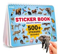 QUOKKA Sticker Book for Kids Ages 3-5 Wild Animals - Toddler Activity Book, Draw and Stick Creative Workbook with 500+ Stickers, Create Your Own Scenes for Travel Quiet Time Play