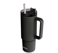Quokka Stream Black Tumbler 950ml - Multifunctional Lid with Straw - Double Wall Insulation - Stainless Steel Reusable