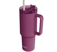 Quokka Stream Burgundy Tumbler 950ml - Multifunctional Lid with Straw - Double Wall Insulation - Stainless Steel Reusable