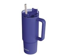 Quokka Stream Dusk Blue Tumbler 950ml - Multifunctional Lid with Straw - Double Wall Insulation - Stainless Steel Reusable