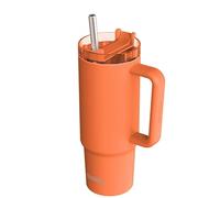 Quokka Stream Papaya Orange Tumbler 950ml - Multifunctional Lid with Straw - Double Wall Insulation - Stainless Steel Reusable