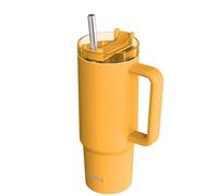 Quokka Stream Saffron Yellow Tumbler 950ml - Multifunctional Lid with Straw - Double Wall Insulation - Stainless Steel Reusable