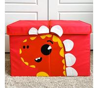 QUOKKA Toy Storage Box for Boys and Girls - 24.8x16.1x13 In Dino Toy Chest Organizer for Kids - | Collapsible | Handles | Flip-Top Lids | - Fabric Foldable Bin for Playroom - Nursery Room Organization