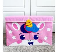 Quokka Toy Storage Box for Boys and Girls - 24.8x16.1x13 In Unicorn Toy Chest Organizer for Kids - Collapsible - Handles - Flip Top Lids - Fabric Foldable Bin for Playroom - Nursery Room Organization
