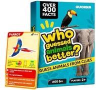 QUOKKA Who Guess It Better Animals Volume 1 - Educational Game With Visual Clues, Animal Discovery Card Set, 50 Cards, Screen-Free Travel Game For Kids Ages 6+