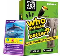 QUOKKA Who Guess It Better Animals Volume 2 - Educational Game With Visual Clues, Animal Discovery Card Set, 50 Cards, Screen-Free Travel Game For Kids Ages 6+