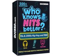 QUOKKA Who Knows Hits Better? 500+ Questions Music Games - 90s & 2000s Hip-Hop & R&B Edition - The Ultimate Music Trivia Challenge for Adult & Family Party Games - Fun Karaoke & Singing Game Night
