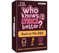 QUOKKA Who Knows Lyrics Better? 110 Throwback Questions - Back to 90s R&B - Ultimate Music Trivia and Singing Game for Adult & Family Party Games - Fun Lyric Challenge for Teens, Girls & Game Nights