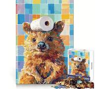 Quokka with Toilet Paper Hat Painting Puzzles for Adults 1000 Puzzles Strengthen Memory Anxiety Relief Smooth Edge Warm Surprise (38x52cm)