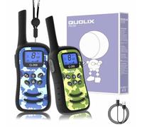 QUOLIX Walkie Talkie Kids, Rechargeable 1000 mAh Battery 36 Hours Working Time 2 Way Radio Long Range, 99 Passwords 8 Channels Outdoor Camping Toys Birthday Xmas Gift for Kids 3-12