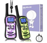 QUOLIX Walkie Talkies Rechargeable for Kids, 36 Hours Working Time Camouflage Version 8 Channels 2 Way Radio Toys with LED Flashlight Lanyard, Outdoor Camping Toys Birthday Xmas Gift for Ages 3-12