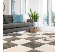 Quolliter 10pcs Carpet Squares Puzzle Floor Mat,30x30cm Plush interlocking Carpet tiles Anti Slip EVA Foam Puzzle rug for kids,Build A Safe Area for Bedroom,floor,Nursery, Playroom(Beige & Grey)