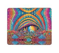 quopvn Abstract Mushroom Colorful Mandala Print Washable Mousepad Cloth, Non-Slip Rubber Base Computer Mousepads for Laptop