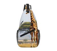quopvn Africa Giraffe Majestic Tree Print Cross Chest Bag Diagonally Durable & Comfortable For Travel And Daily Use, Black, One Size