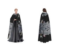 quopvn Astronaut On The Moon Print Hooded Cloak For Halloween, Cosplay, Masquerade & Costume Parties â€“ Oversized Cloak, Black, One Size