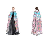 quopvn Beauty Rainbow Print Hooded Cloak For Halloween, Cosplay, Masquerade & Costume Parties â€“ Oversized Cloak