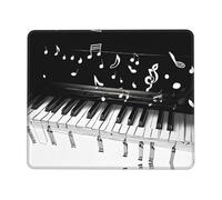 quopvn Black White Music Note Print Washable Mousepad Cloth, Non-Slip Rubber Base Computer Mousepads for Laptop