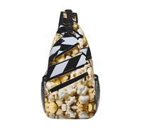 quopvn Cinema Movie Clapboard And Popcorn Print Cross Chest Bag Diagonally Durable & Comfortable For Travel And Daily Use, Black, One Size