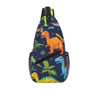 quopvn Colorful Dinosaurs Print Cross Chest Bag Diagonally Durable & Comfortable For Travel And Daily Use, Black, One Size