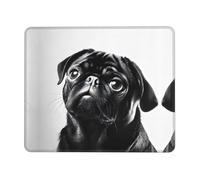 quopvn Cute Black Pug Dog Print Washable Mousepad Cloth, Non-Slip Rubber Base Computer Mousepads for Laptop