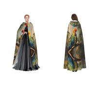 quopvn Cute Parrot Print Hooded Cloak For Halloween, Cosplay, Masquerade & Costume Parties â€“ Oversized Cloak, Black, One Size