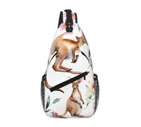 quopvn Funny Cartoon Kangaroo Zoo Print Cross Chest Bag Diagonally Durable & Comfortable For Travel And Daily Use, Black, One Size