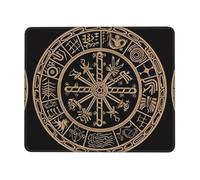 quopvn Magical Design Norse Runes Compass Print Washable Mousepad Cloth, Non-Slip Rubber Base Computer Mousepads for Laptop