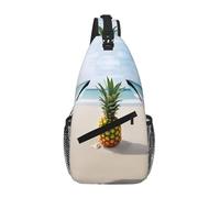 quopvn Pineapple By The Sea Print Cross Chest Bag Diagonally - High-Capacity For Short Trips, Work, And Daily Use, Black, One Size