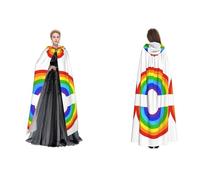 quopvn Rainbow Printed Print Hooded Cloak For Halloween, Cosplay, Masquerade & Costume Parties â€“ Oversized Cloak, Black, One Size