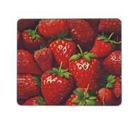quopvn Red Strawberry Fruit Print Washable Mousepad Cloth, Non-Slip Rubber Base Computer Mousepads for Laptop