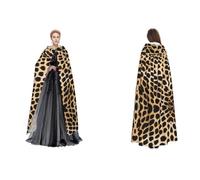 quopvn Rough Leopard Print Print Hooded Cloak For Halloween, Cosplay, Masquerade & Costume Parties â€“ Oversized Cloak, Black, One Size