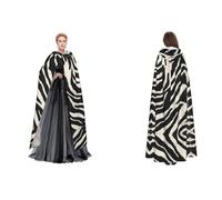 quopvn Zebra Animal Print Hooded Cloak For Halloween, Cosplay, Masquerade & Costume Parties â€“ Oversized Cloak, Black, One Size